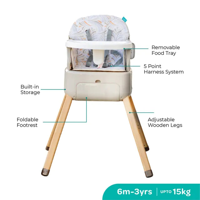 Moon Hiterite 4-In-1 Convertible Baby Highchair Beige Moon Yallatoys