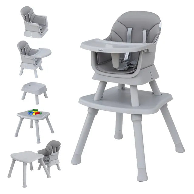 Moon 6 In 1 High Chair with Safety Harness & Belt Grey Moon Yallatoys