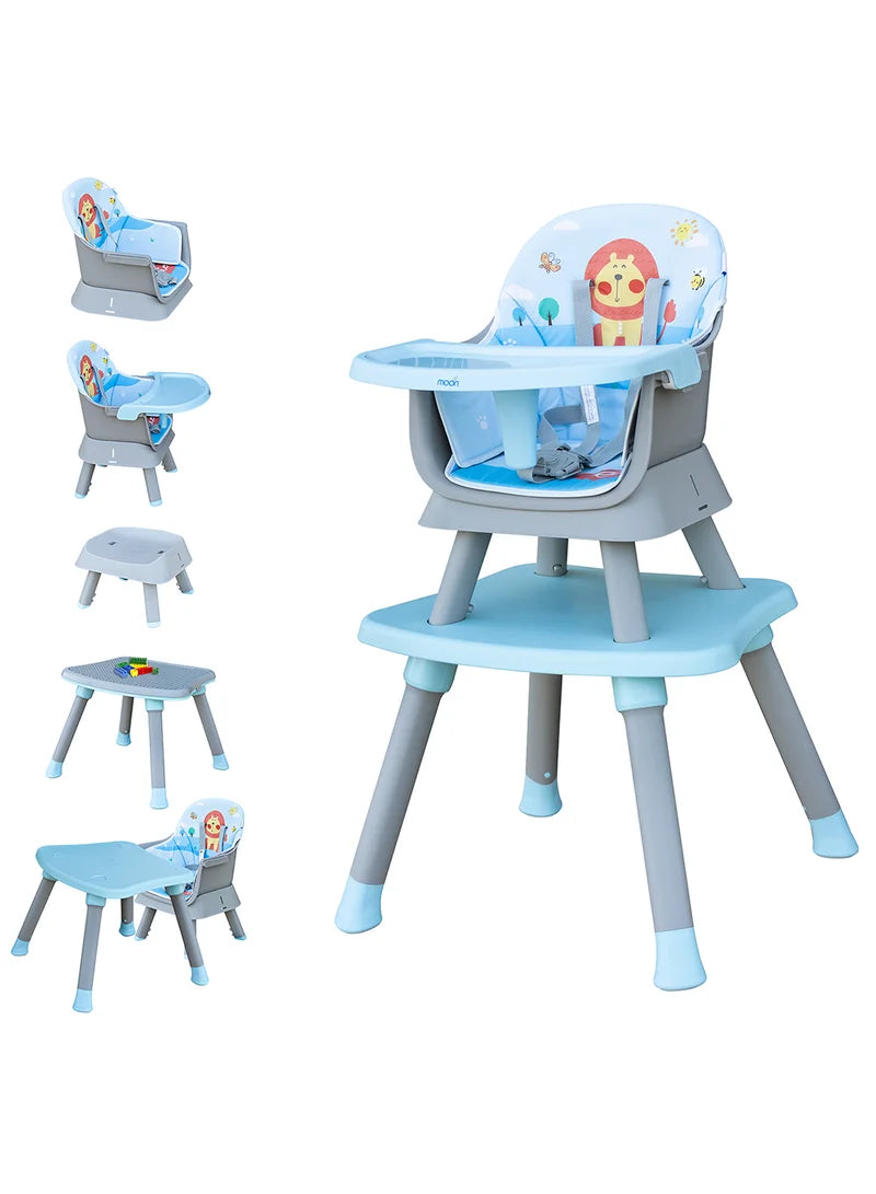 Moon 6 In 1 High Chair with Safety Harness & Belt Blue Moon Yallatoys