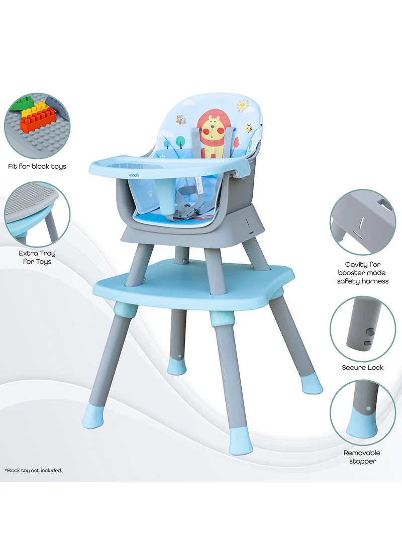 Moon 6 In 1 High Chair with Safety Harness & Belt Blue Moon Yallatoys