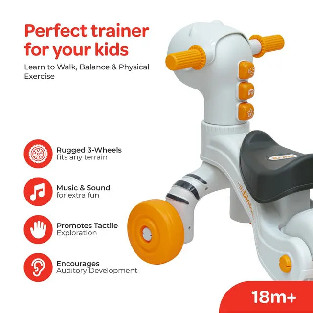 Moon Dino Trike Baby Balance Bike Grey Features
