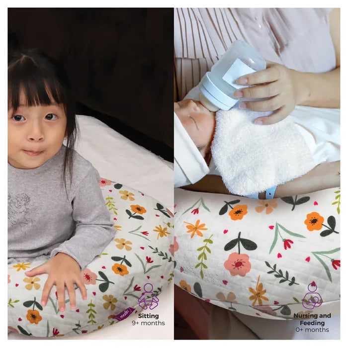 Moon Portable Nursing Support Pillow with Washable Cover Flowers Moon Yallatoys