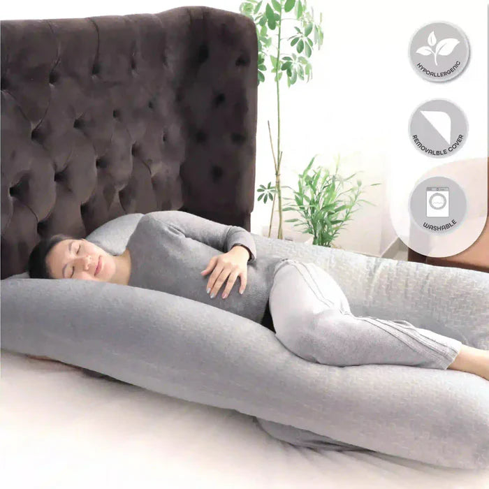 Moon Bamboo Full Body Pregnancy Pillow U Shaped  Grey Moon Yallatoys