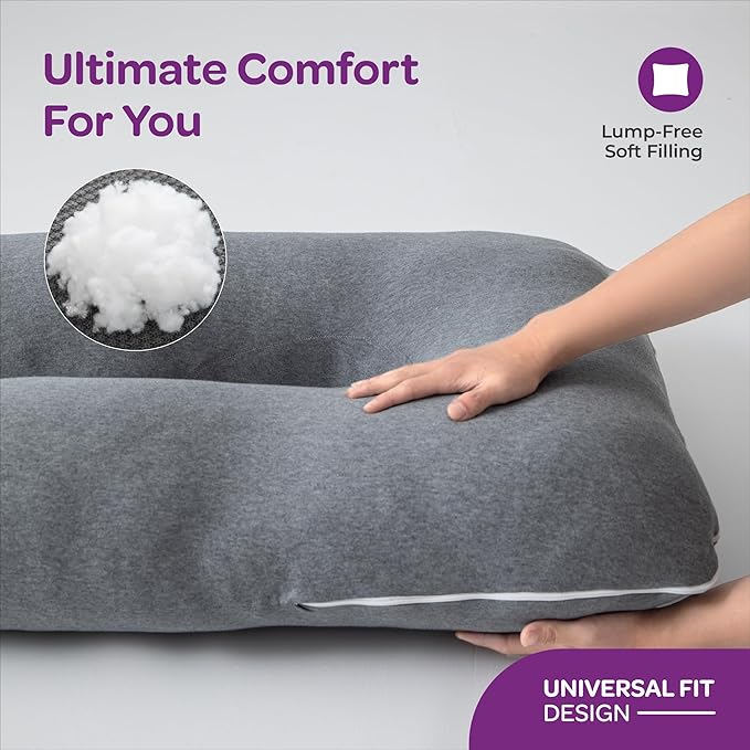 Moon Organic U Shaped Maternity Pillow Grey Moon Yallatoys