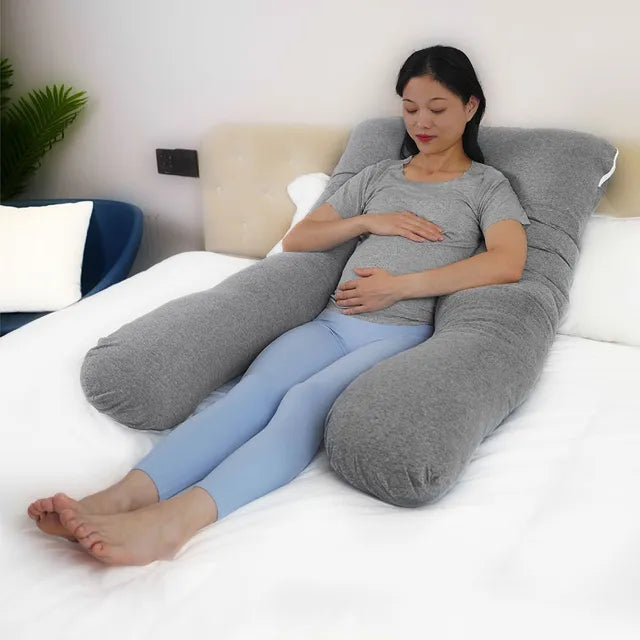 Moon Organic U Shaped Maternity Pillow Light Grey Moon Yallatoys