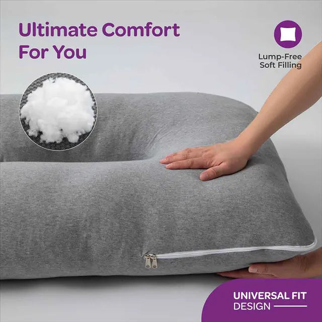 Moon Organic U Shaped Maternity Pillow Light Grey Moon Yallatoys
