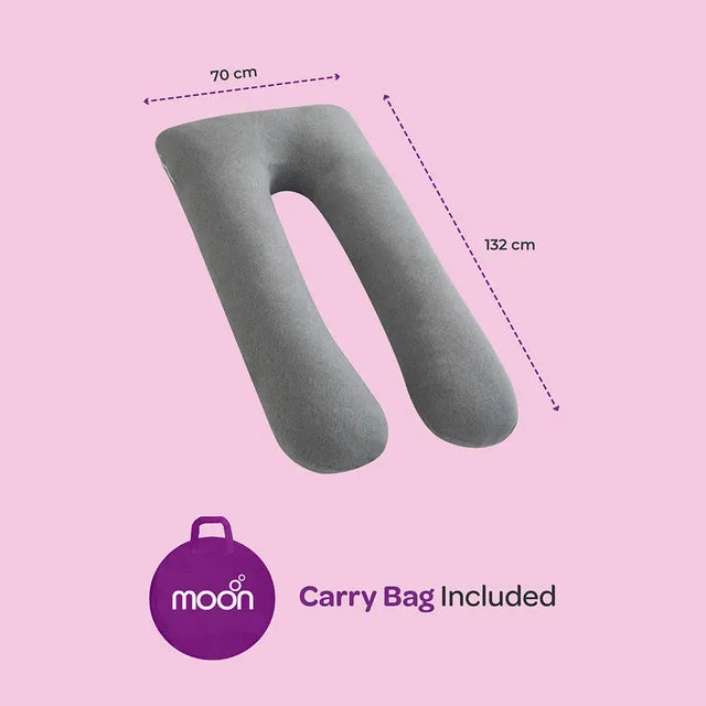 Moon Organic U Shaped Maternity Pillow Light Grey Moon Yallatoys