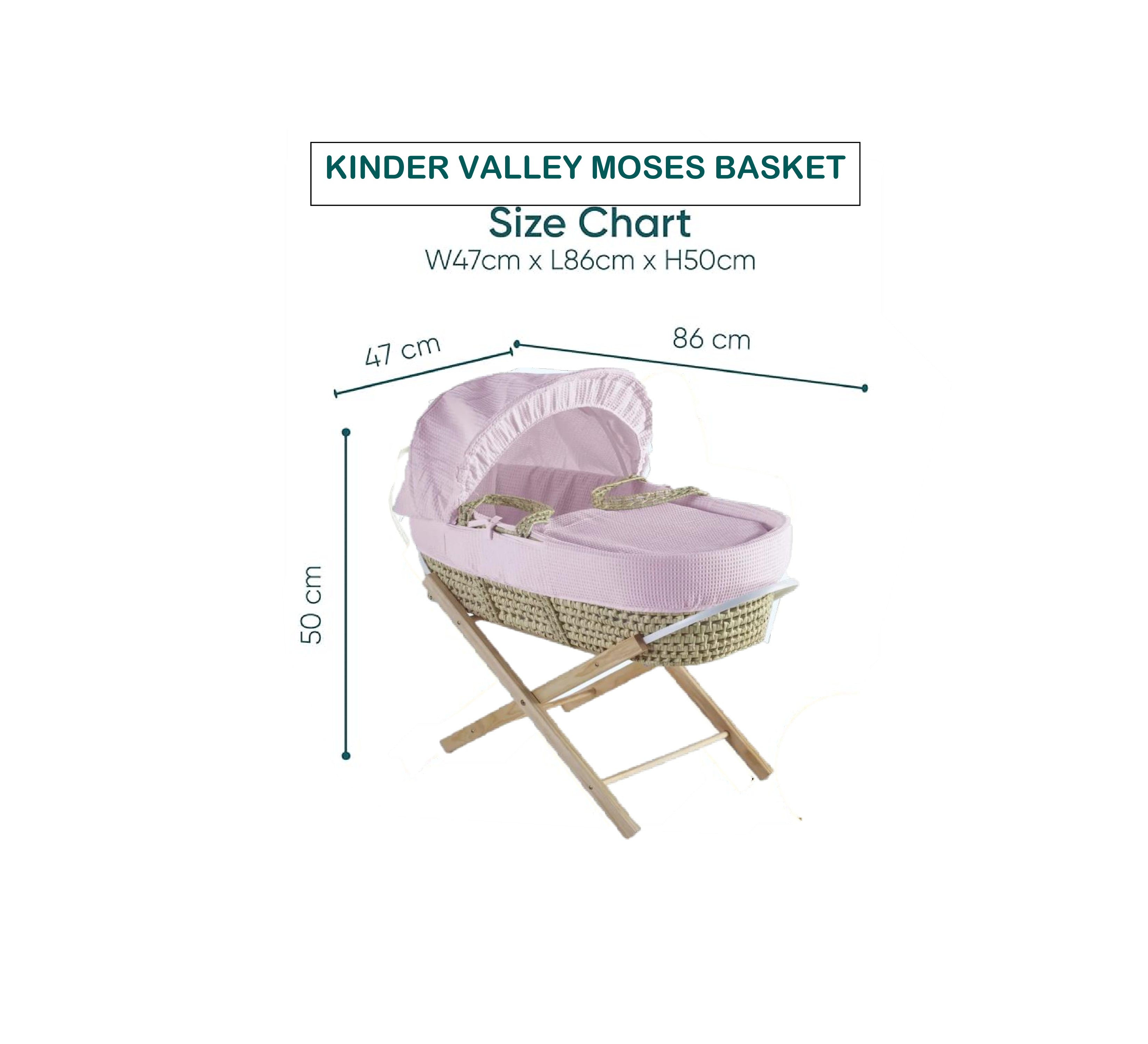 Kinder Valley Elegant Waffle Moses Basket with Folding Stand Blue Kinder Valley Yallatoys