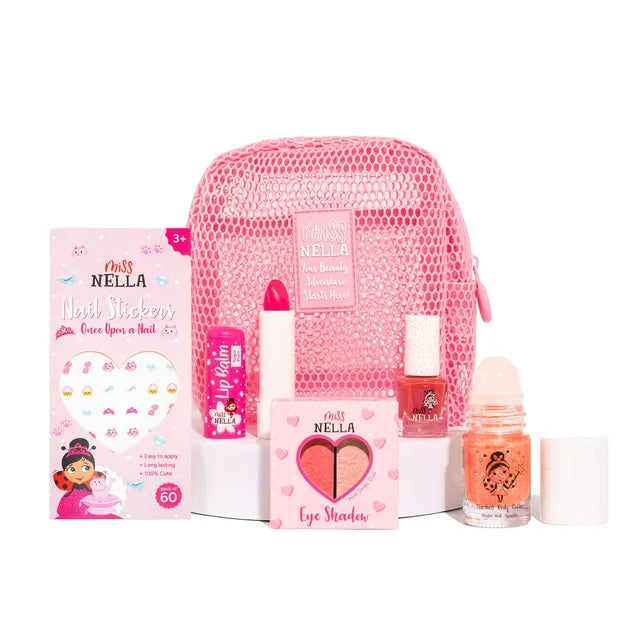 Miss Nella Think Pink Mesh Make-up Bag Set