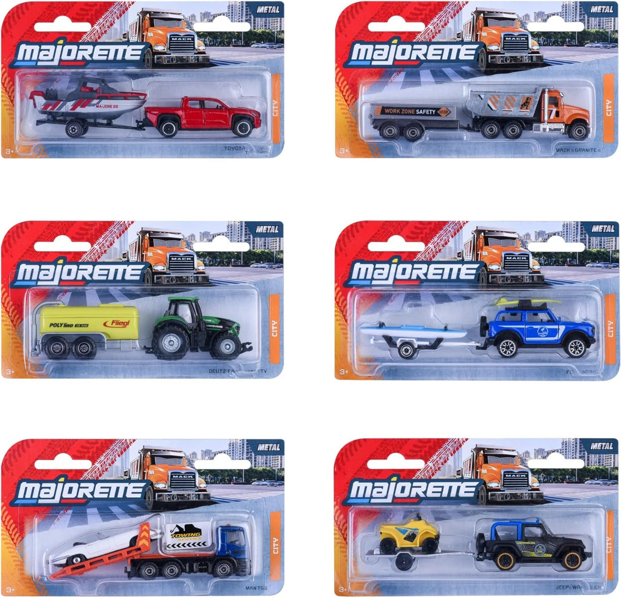 Metal miniature car towing trailer