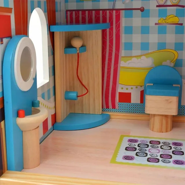 Mini wooden dollhouse playset for kids