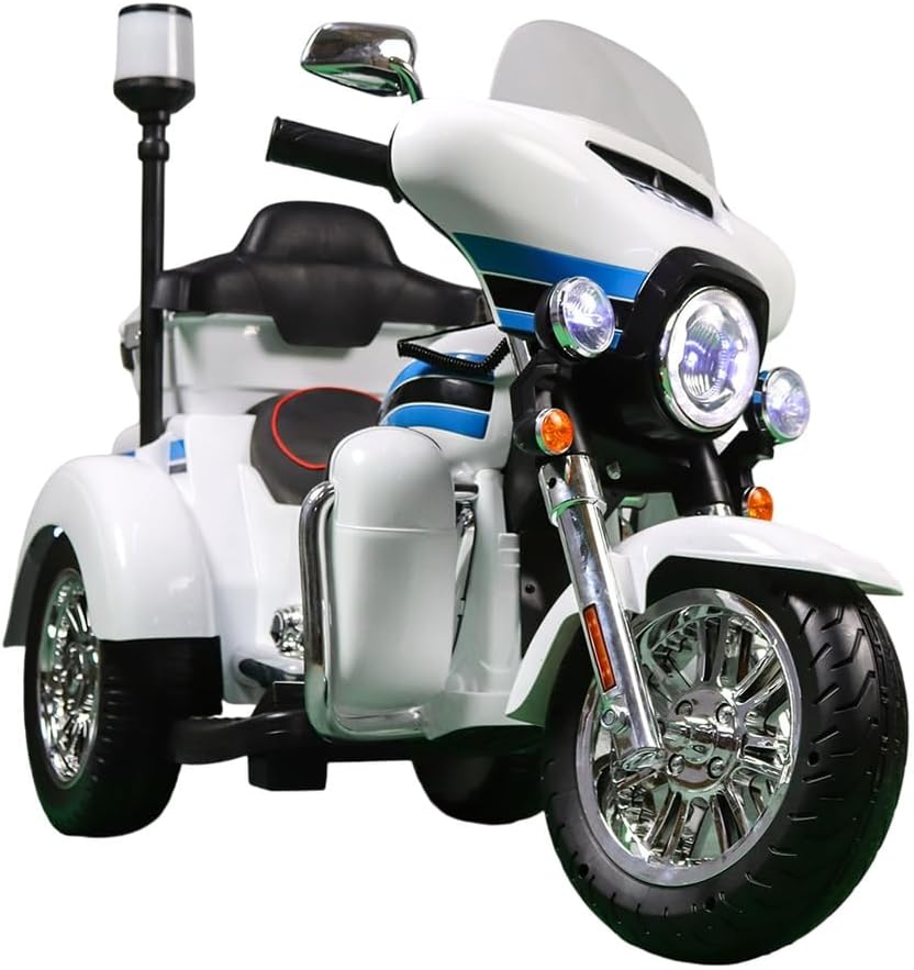 Motorized police motorcycle ride-on for children