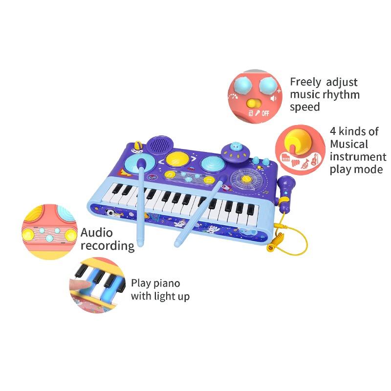 Musical Piano Blue Interactive Toy Front View