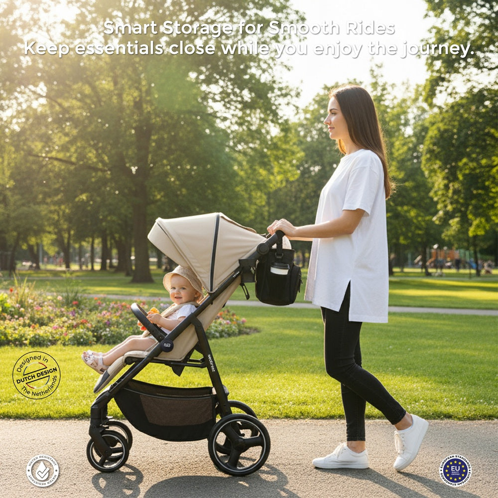 Neobreez Fyra Stroller Organizer Caddy With Insulated Cup Holder Black