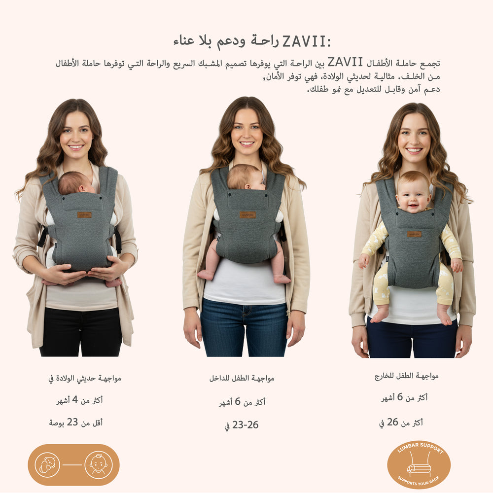 Neobreez Zavii 2 In 1 Baby Carrier Lightweight Ergonomic Dark Grey