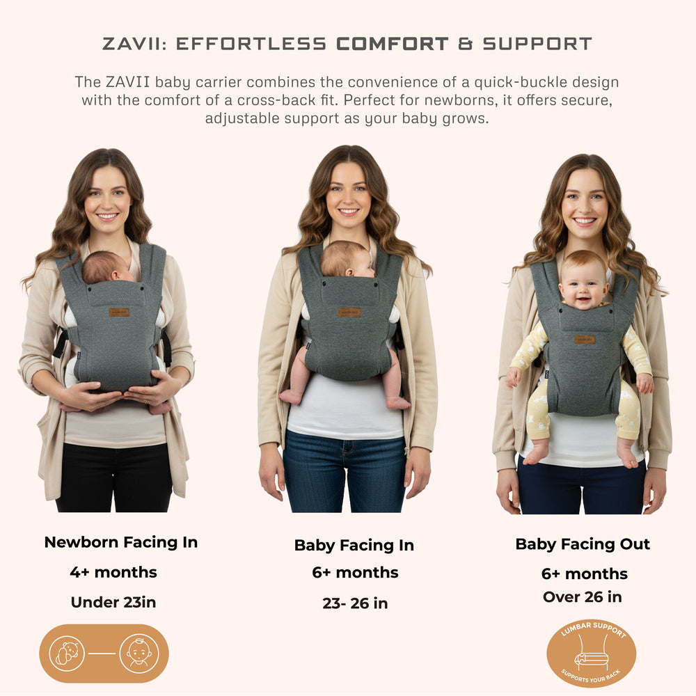 Neobreez Zavii 2 In 1 Baby Carrier Lightweight Ergonomic Dark Grey