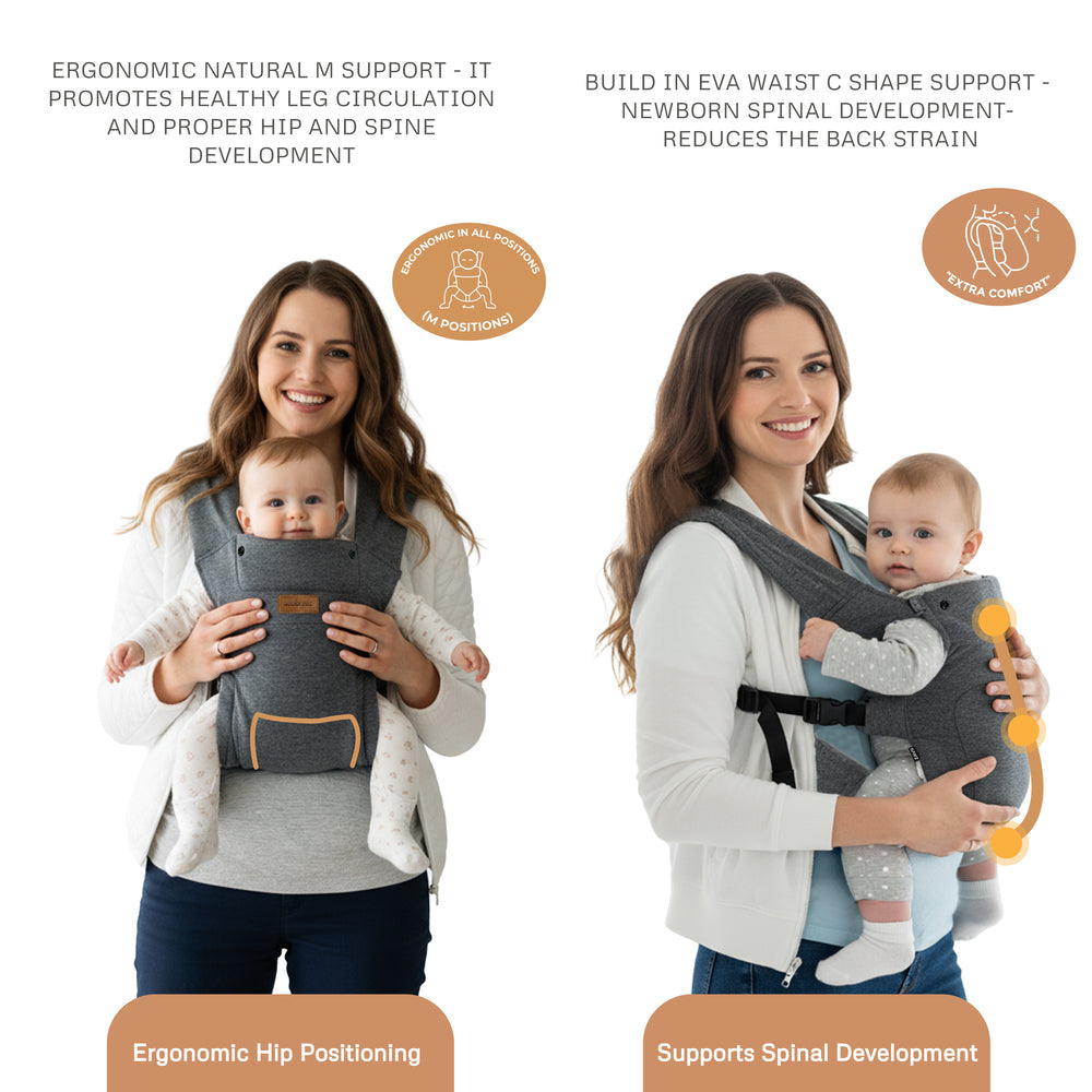 Neobreez Zavii 2 In 1 Baby Carrier Lightweight Ergonomic Dark Grey
