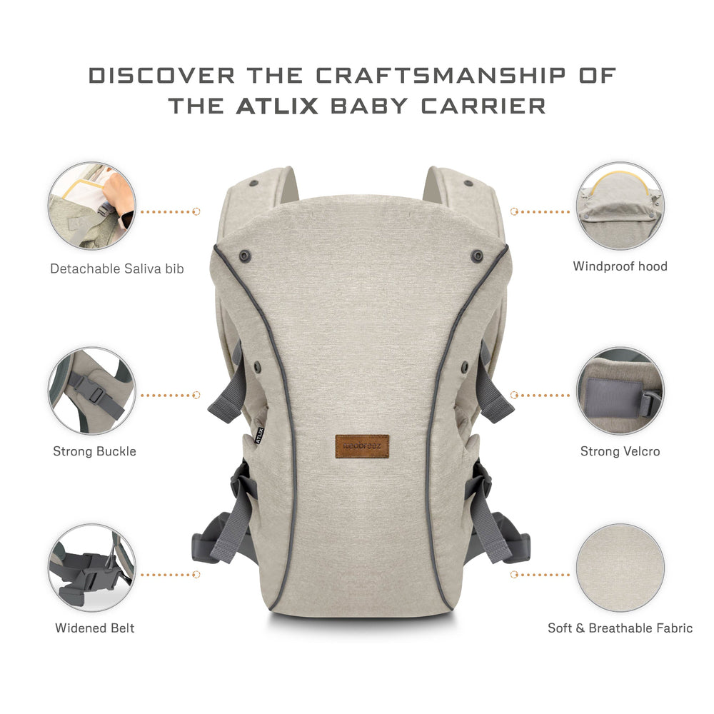 Neobreez Atlix 3 In 1 Convertible Baby Carrier Newborn To Toddler Beige
