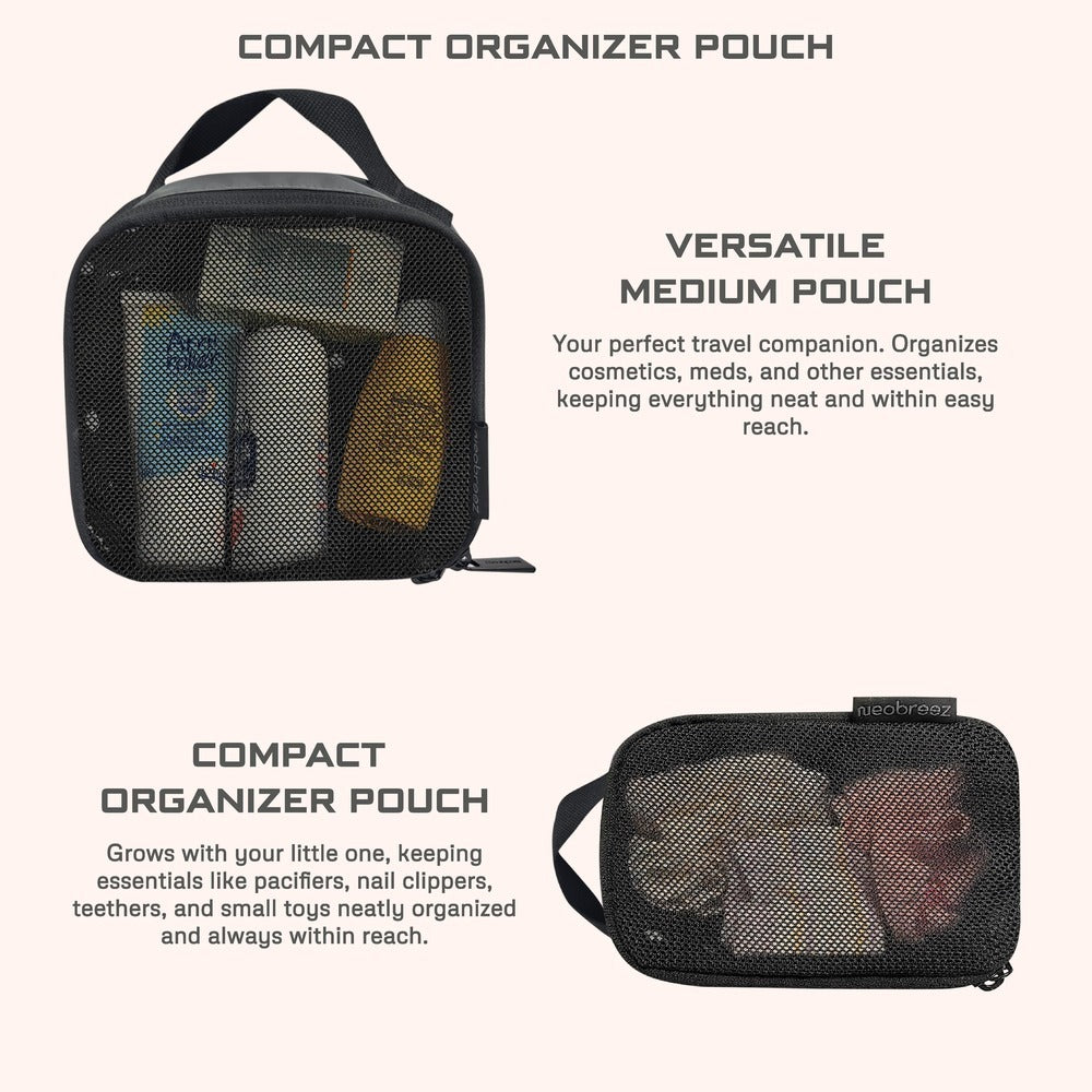 Neobreez Diaper Bag Pouch For Baby Stuff And Cosmetics Grey Pack Of 2