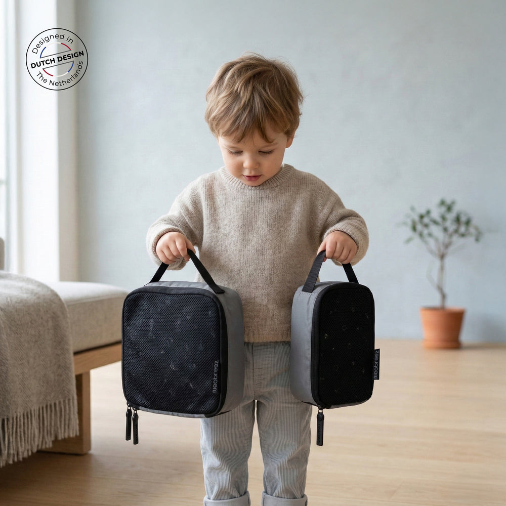 Neobreez Diaper Bag Pouch For Baby Stuff And Cosmetics Grey Pack Of 2