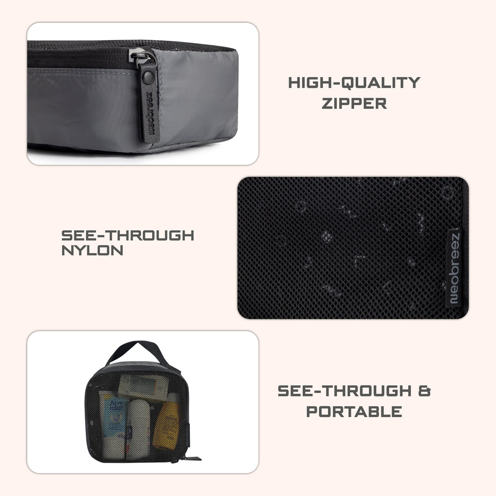 Neobreez Diaper Bag Pouch For Baby Stuff And Cosmetics Grey Pack Of 2