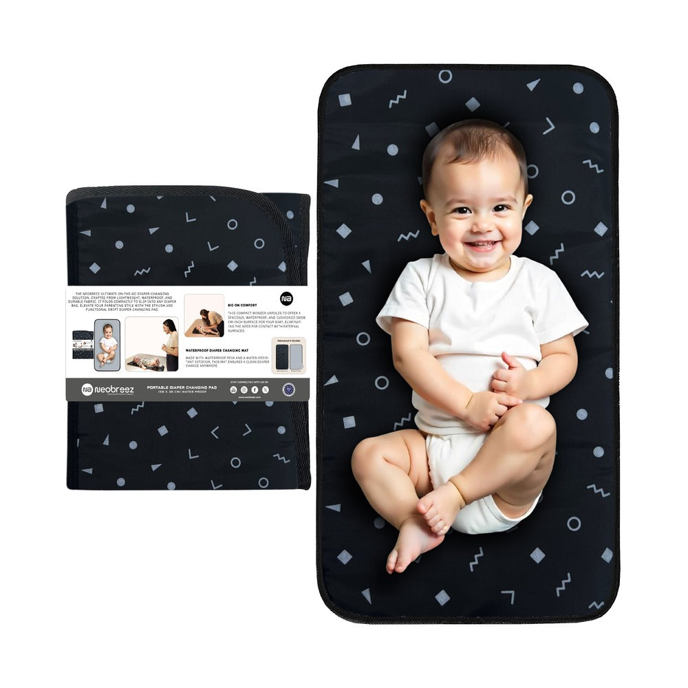 Neobreez Reusable Diaper Changing Pad Wipeable Surface Dark Grey/Black