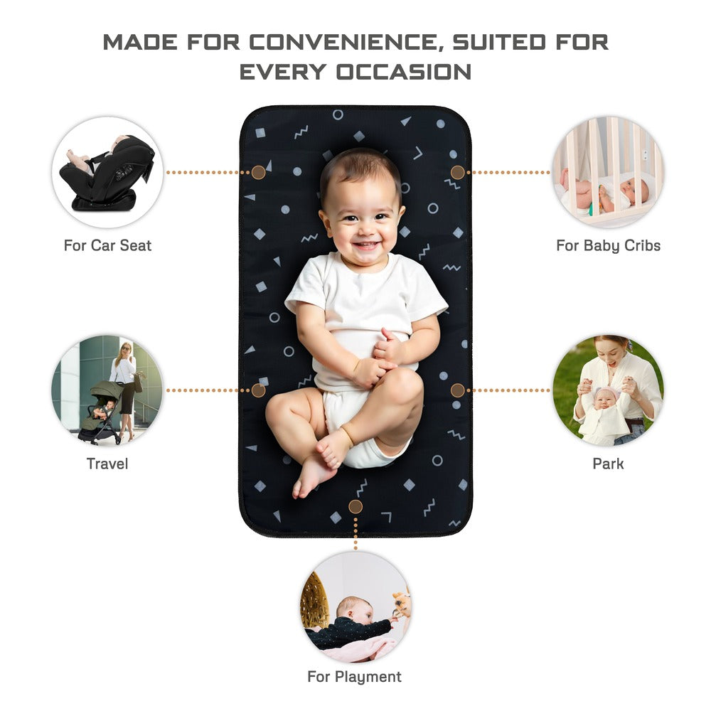 Neobreez Reusable Diaper Changing Pad Wipeable Surface Dark Grey/Black
