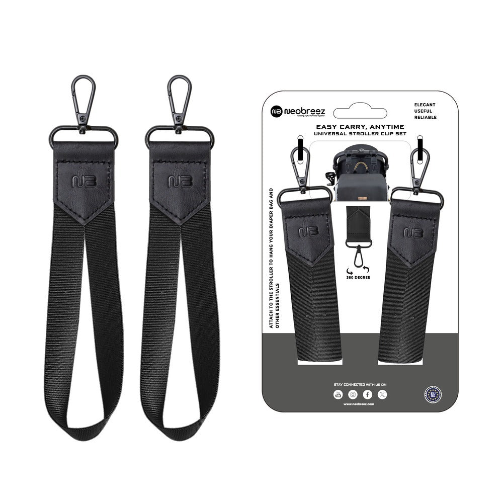Neobreez Universal Stroller Hooks Clip Set Black