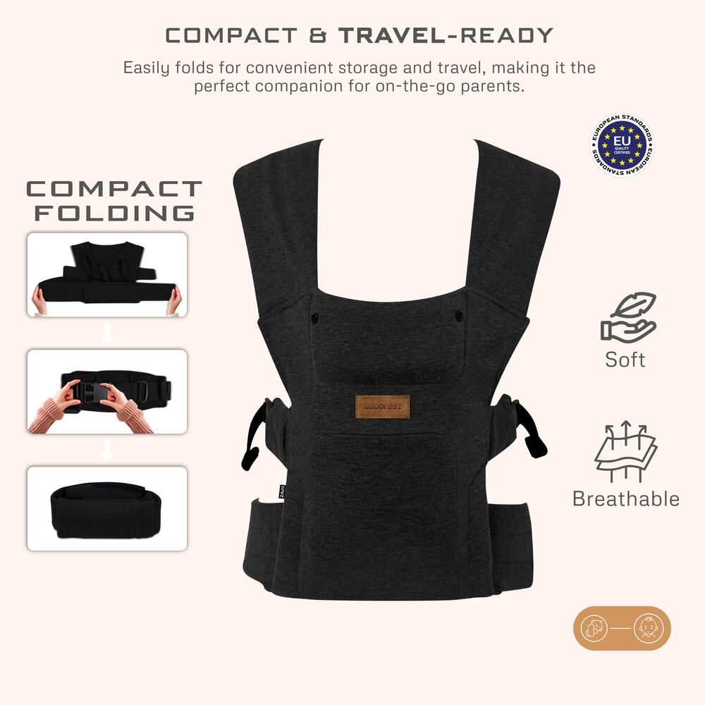 Neobreez ZAVII 2 in 1 Baby Carrier Lightweight Ergonomic Black Neobreez Yallatoys