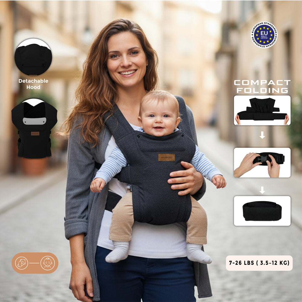 Neobreez ZAVII 2 in 1 Baby Carrier Lightweight Ergonomic Black Neobreez Yallatoys