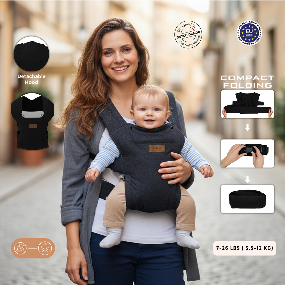 Neobreez Zavii 2 In 1 Baby Carrier Lightweight Ergonomic Black