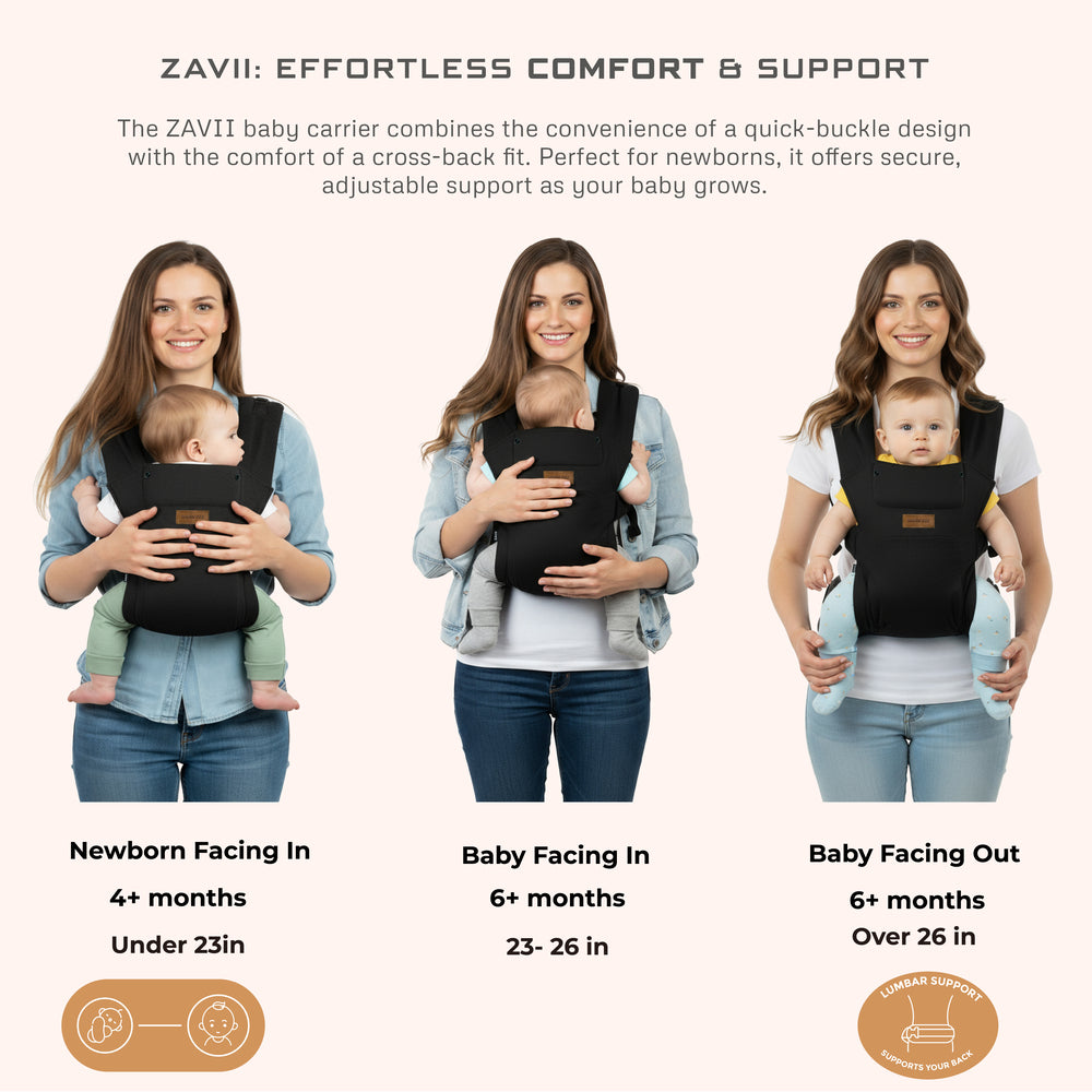 Neobreez ZAVII 2 in 1 Baby Carrier Lightweight Ergonomic Black Neobreez Yallatoys