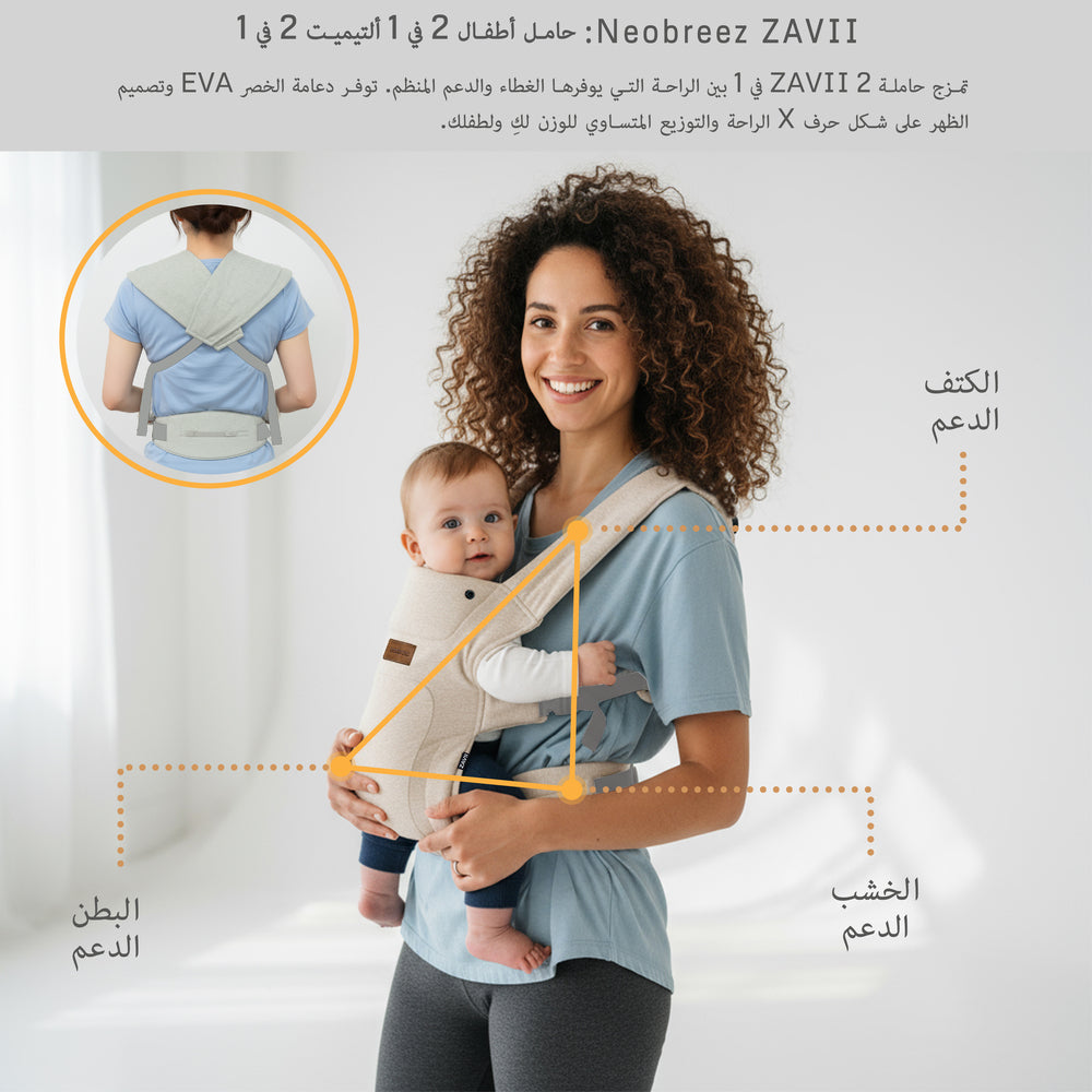 Neobreez Zavii 2 In 1 Baby Carrier Lightweight Ergonomic Cream