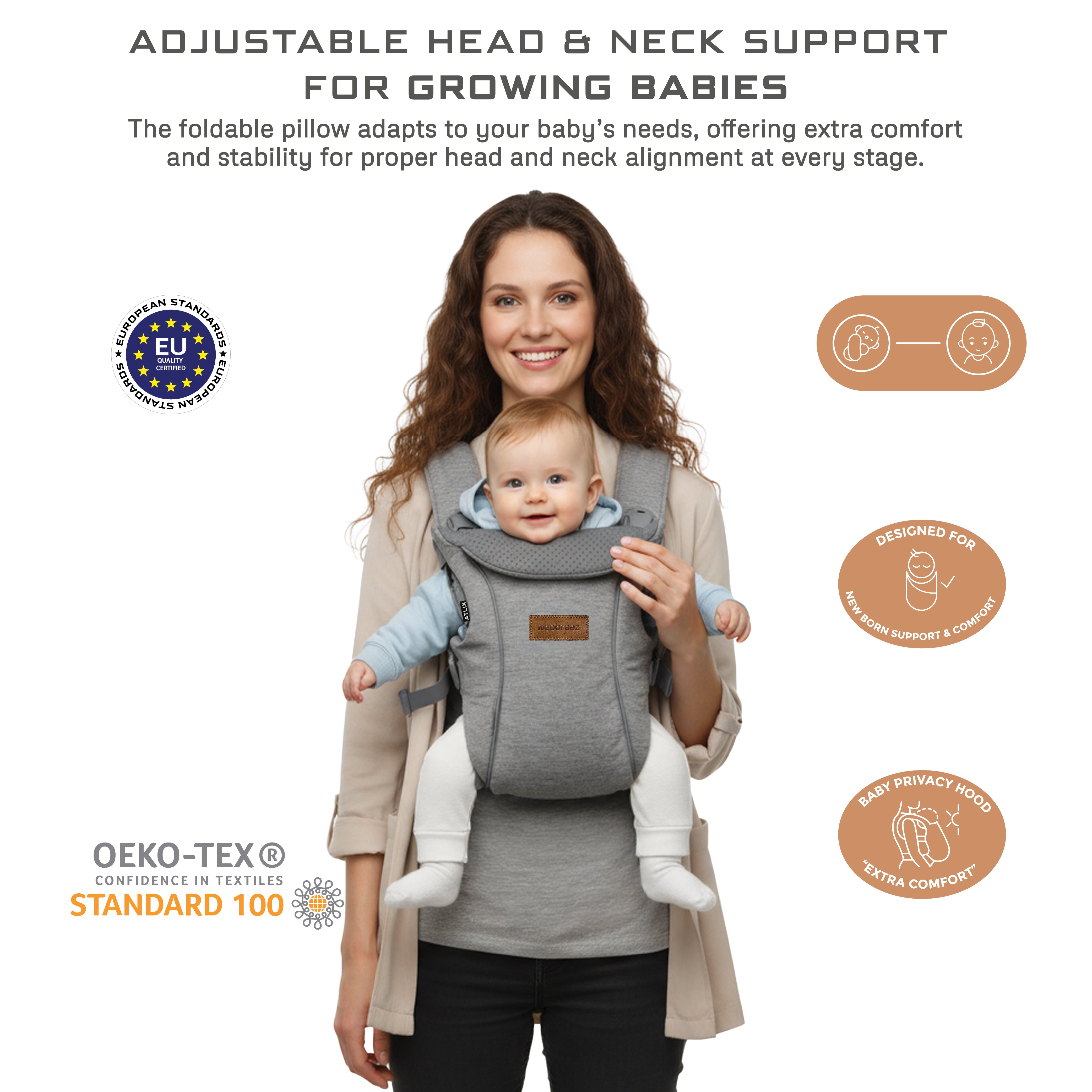 Neobreez Atlix 3 In 1 Convertible Baby Carrier Newborn To Toddler Grey
