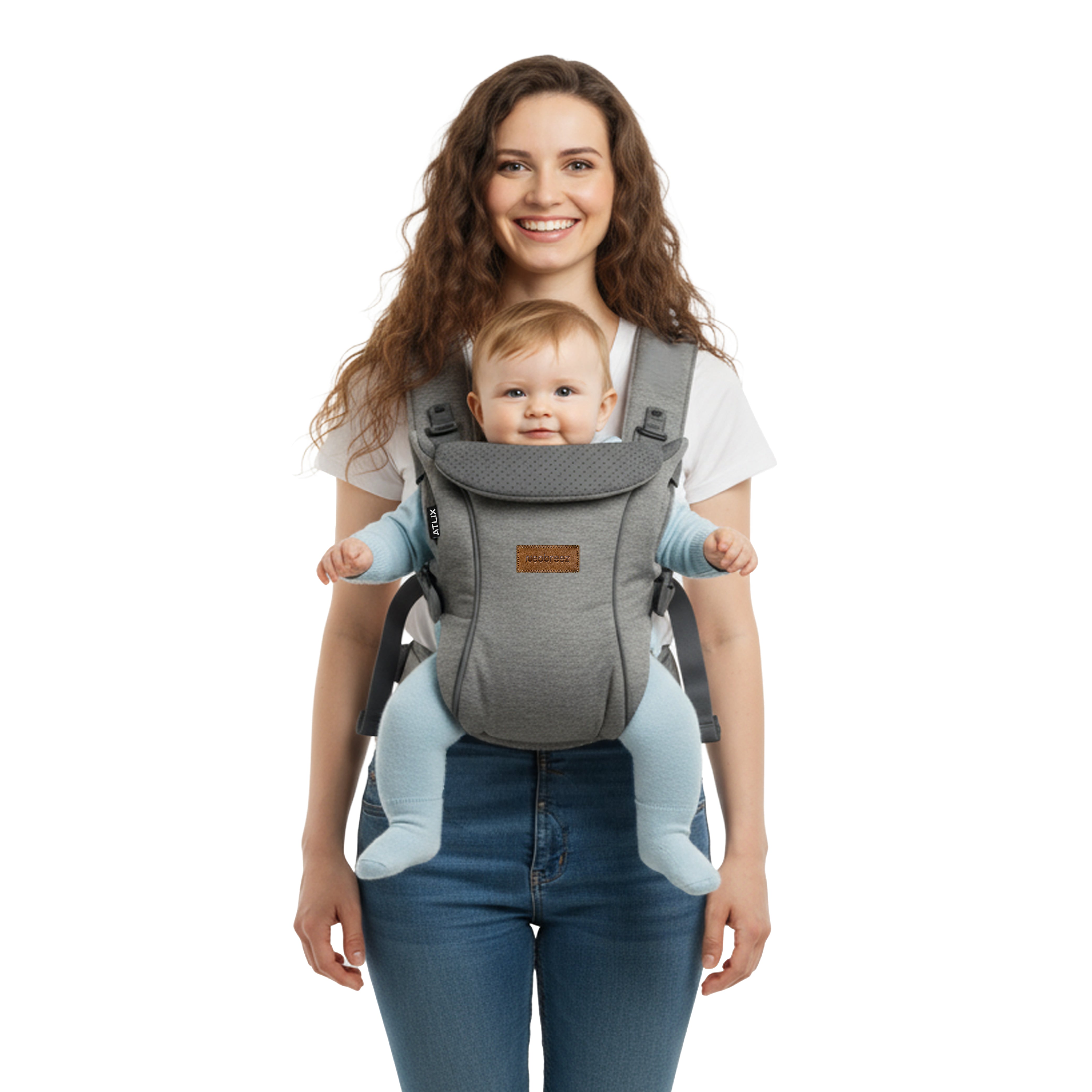 Neobreez Atlix 3 In 1 Convertible Baby Carrier Newborn To Toddler Grey