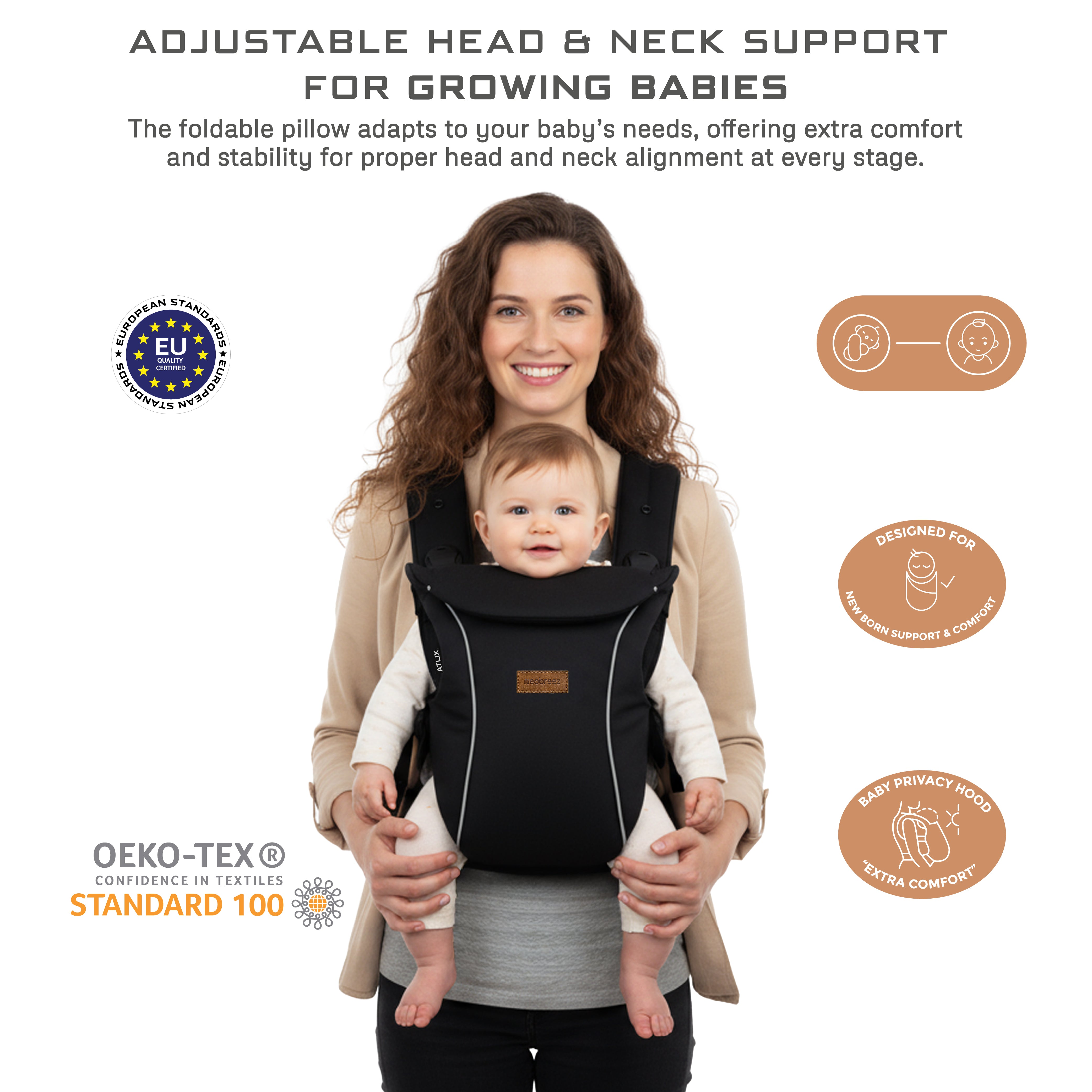 Neobreez Atlix 3 In 1 Convertible Baby Carrier Newborn To Toddler Black