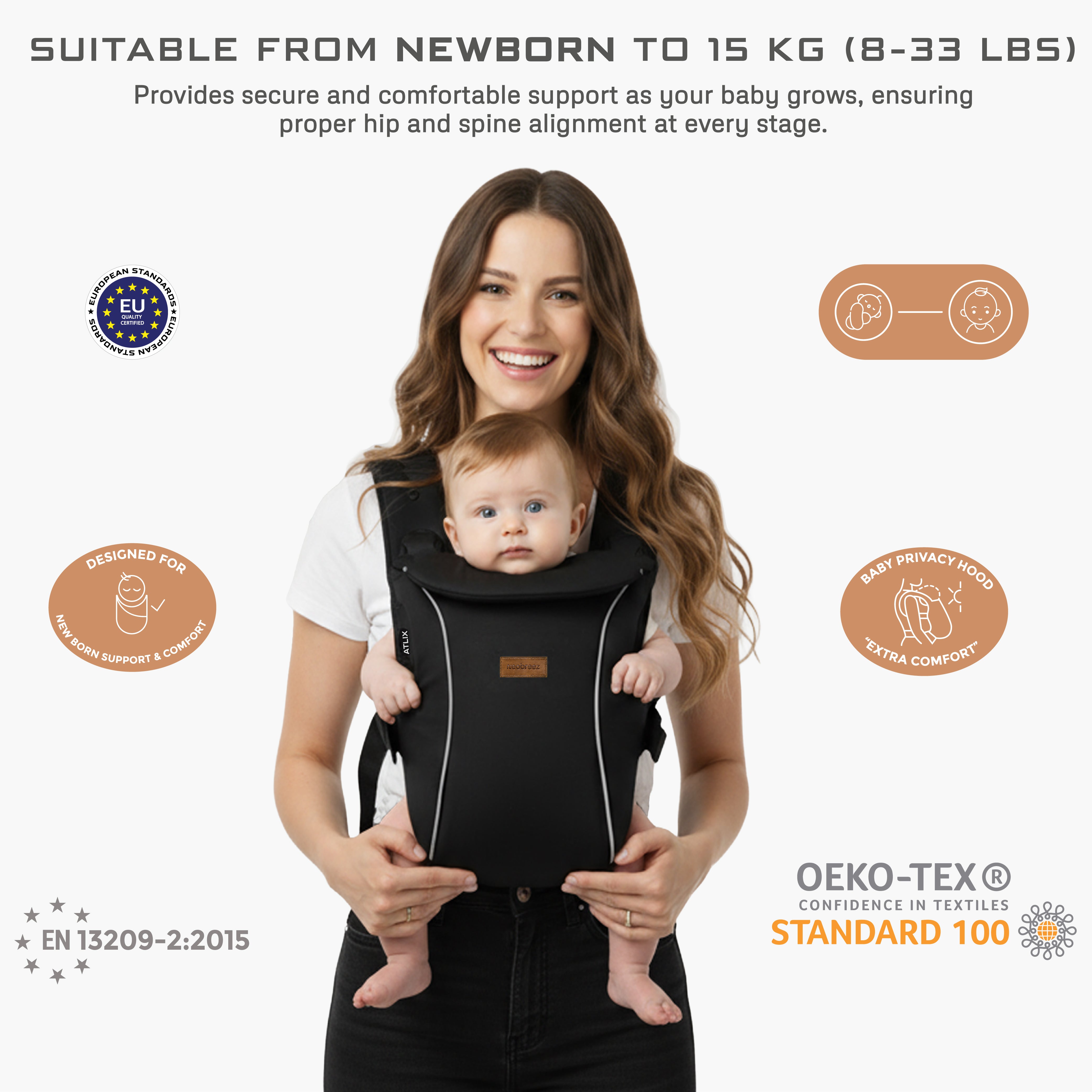 Neobreez Atlix 3 In 1 Convertible Baby Carrier Newborn To Toddler Black