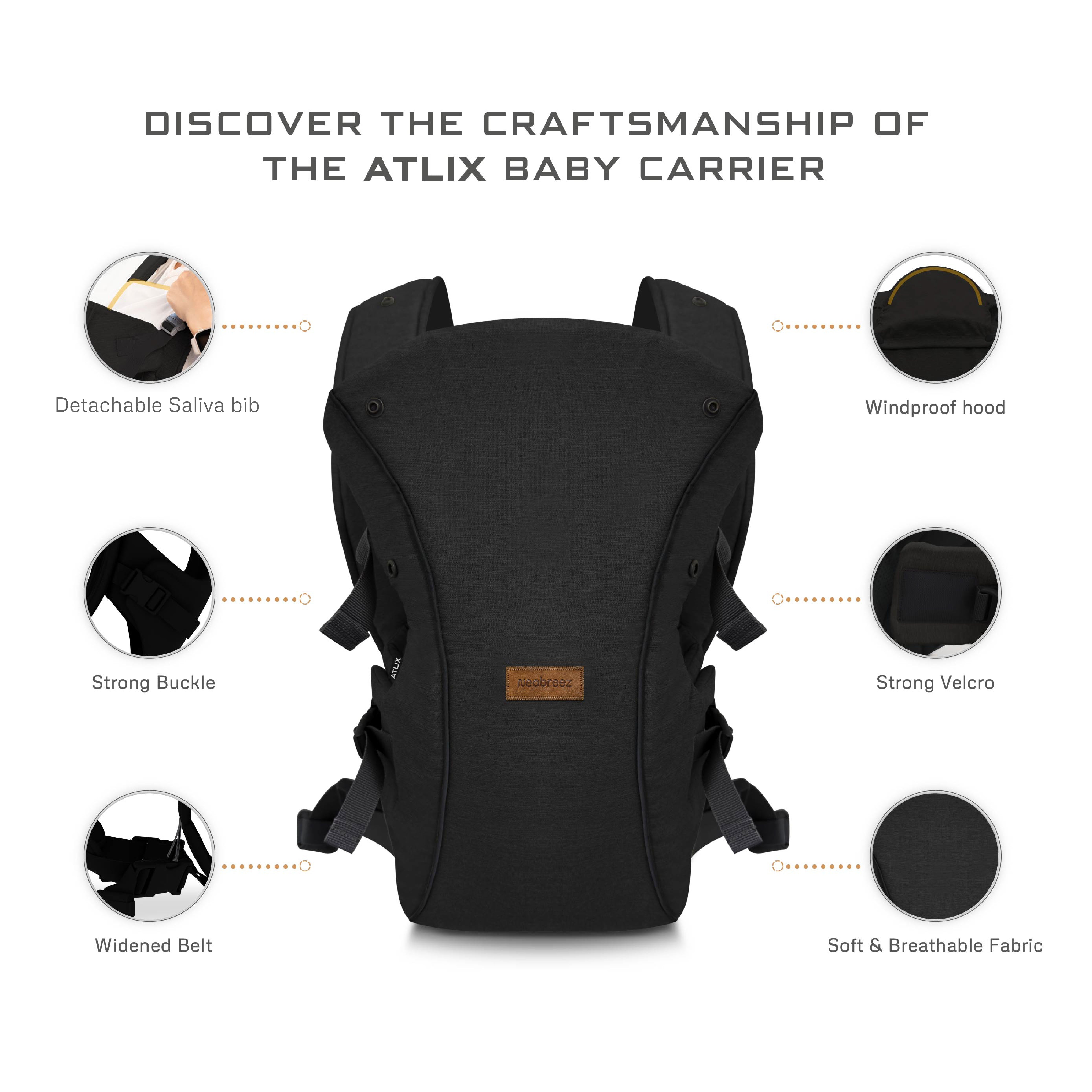 Neobreez Atlix 3 In 1 Convertible Baby Carrier Newborn To Toddler Black