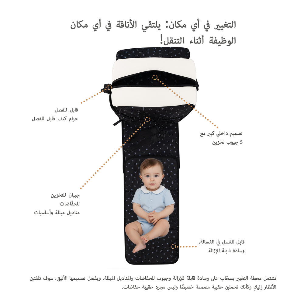 Neobreez Nixe Diaper Backpack 7Pcs Set With Changing Mat Wet Bag And Pouches Beige