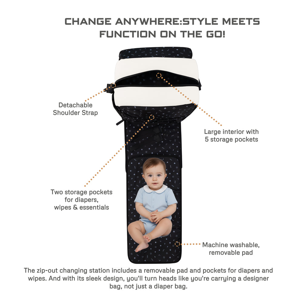 Neobreez Nixe Diaper Backpack 7Pcs Set With Changing Mat Wet Bag And Pouches Beige