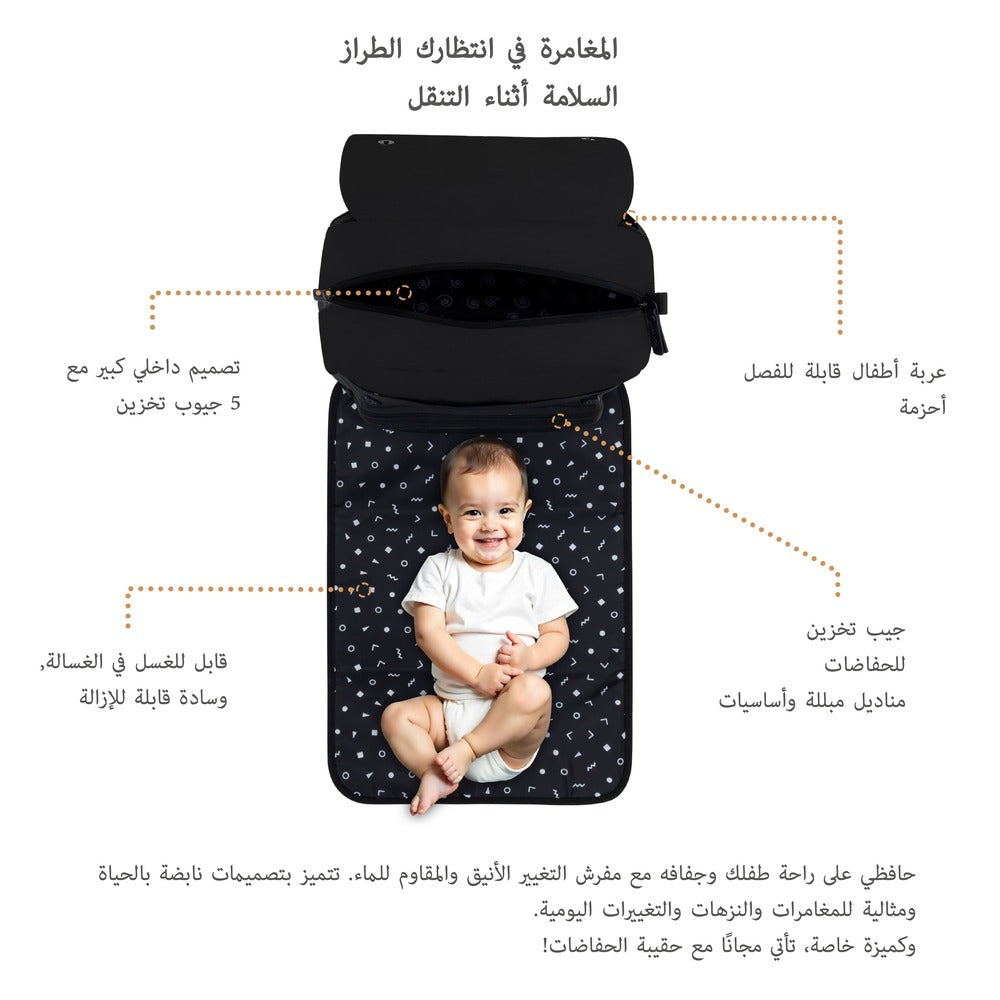 Neobreez Zori Diaper Backpack 7pc Set with Changing Mat Wet Bag and Pouches Black Neobreez Yallatoys