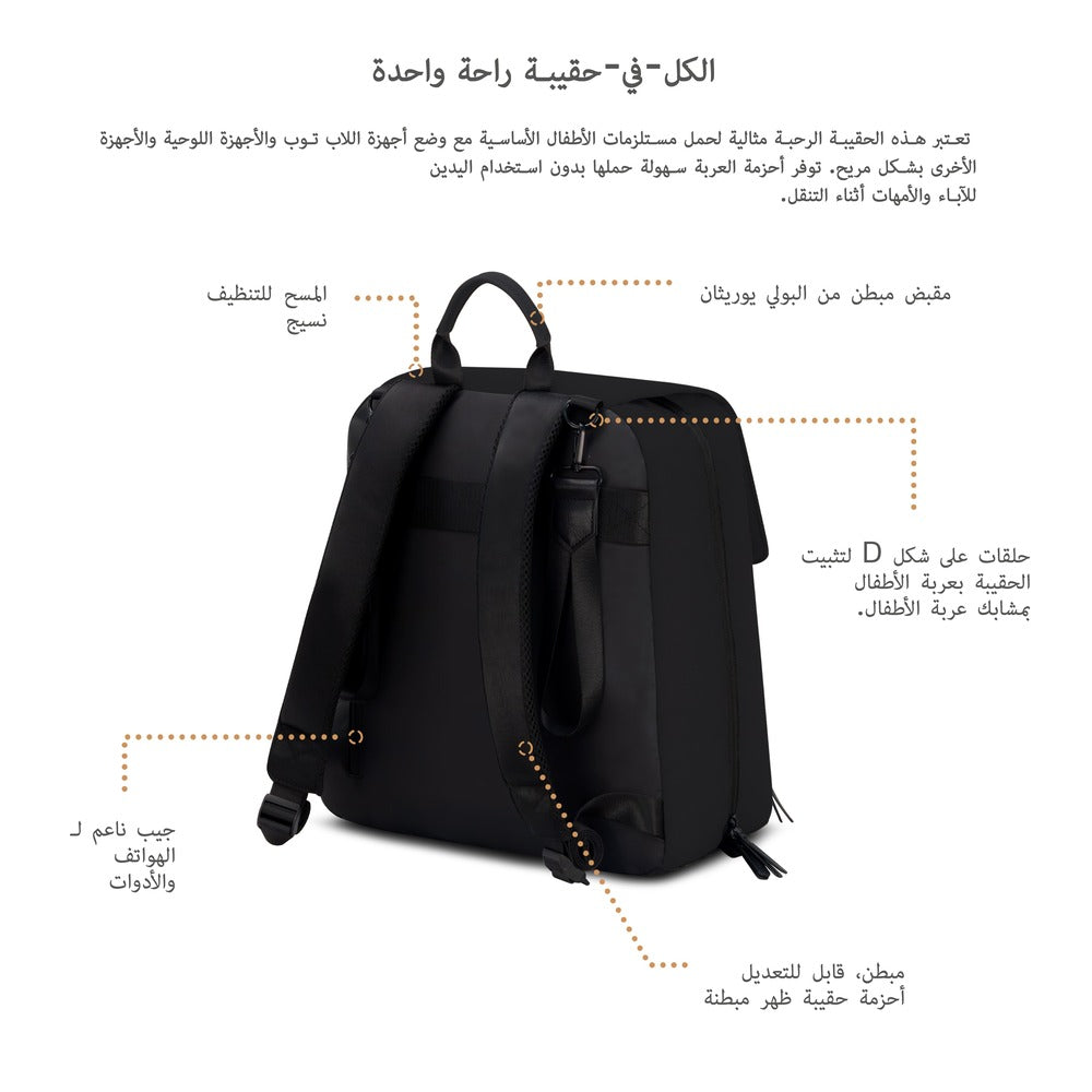 Neobreez Zori Diaper Backpack 7pc Set with Changing Mat Wet Bag and Pouches Black Neobreez Yallatoys