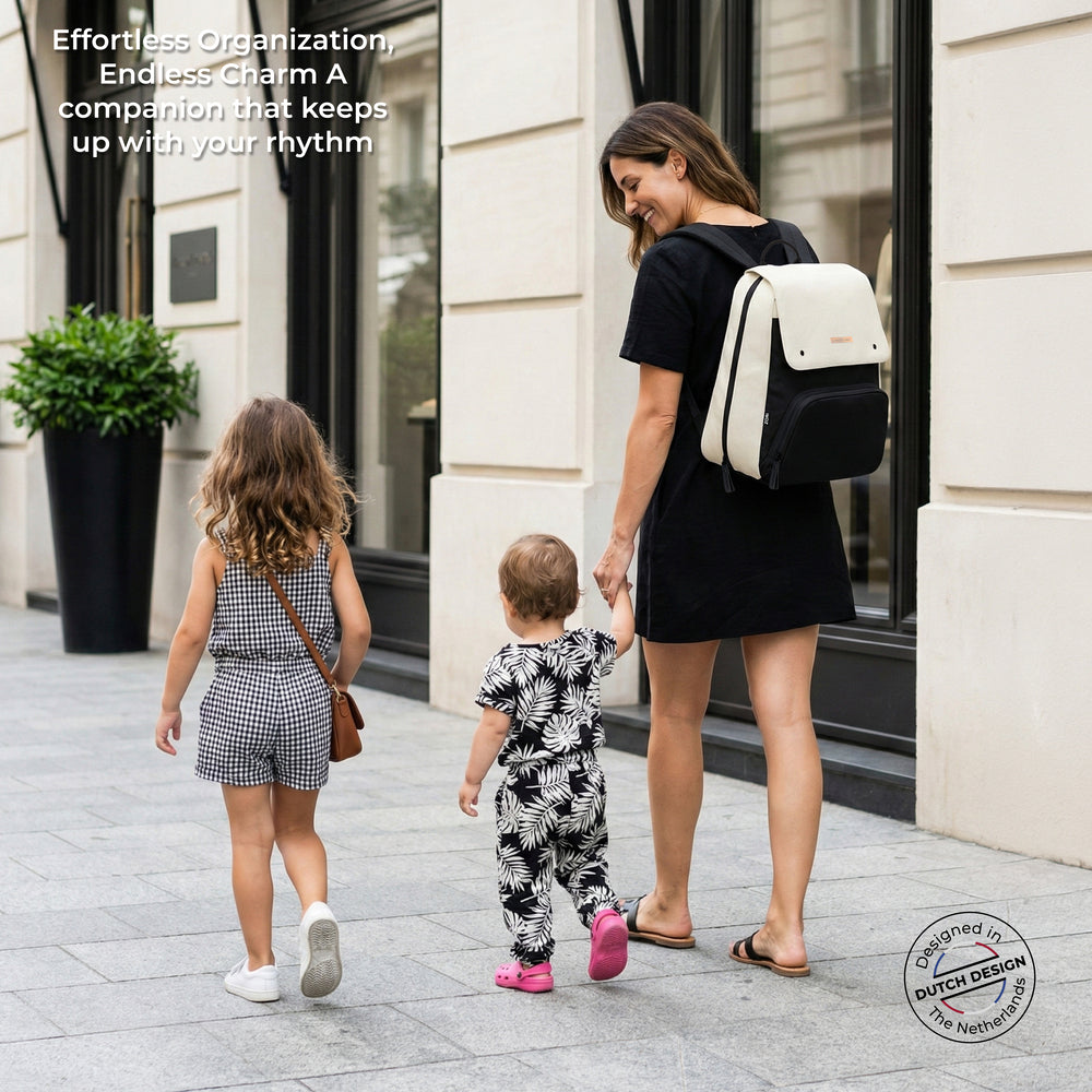 Neobreez Zori Diaper Backpack 7Pc Set With Changing Mat Wet Bag And Pouches Sand