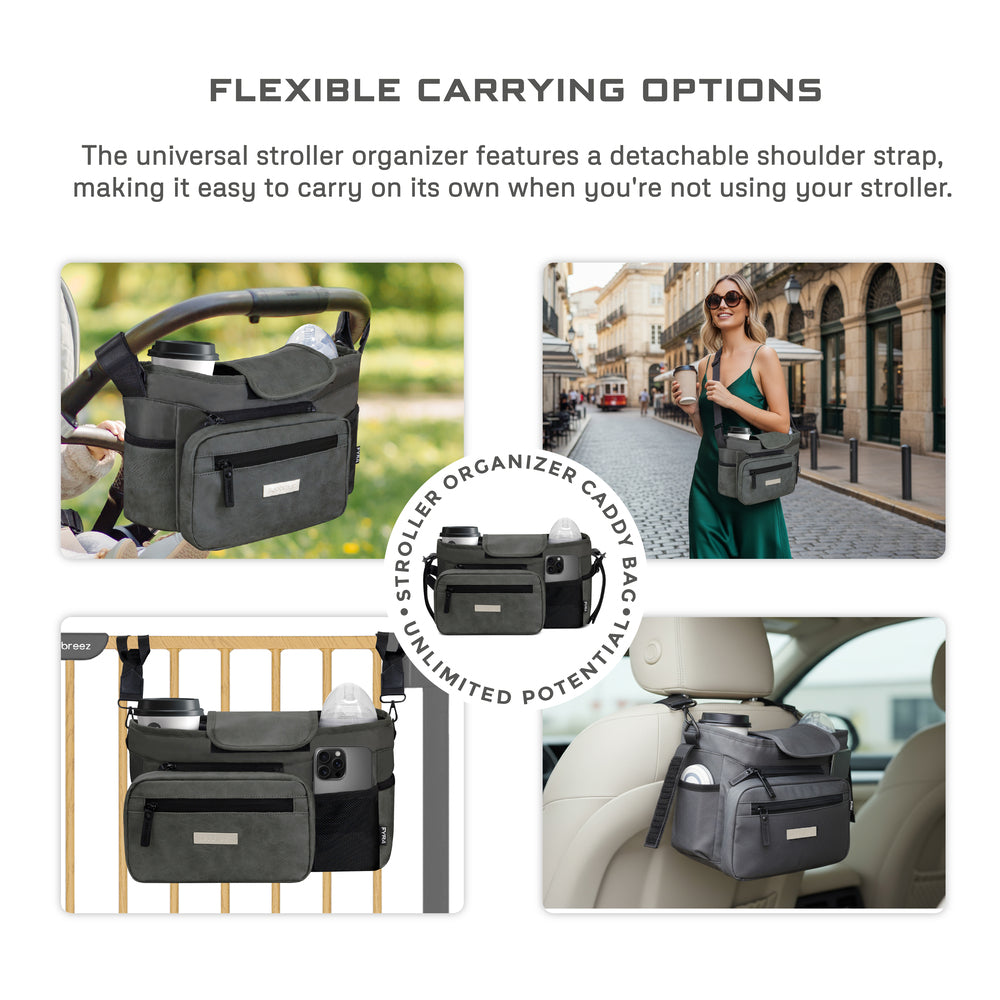 Neobreez Fyra Stroller Organizer Caddy with Insulated Cup Holder Dark Grey Neobreez Yallatoys