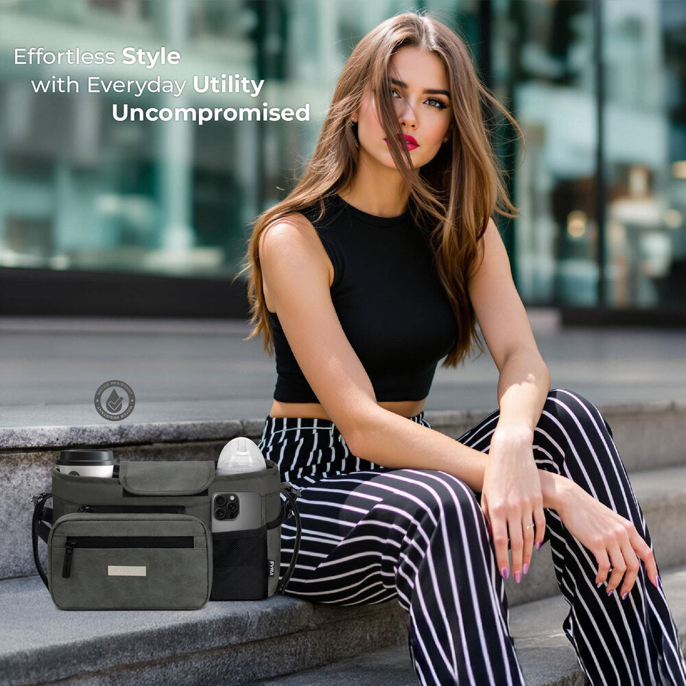 Neobreez Fyra Stroller Organizer Caddy with Insulated Cup Holder Dark Grey Neobreez Yallatoys