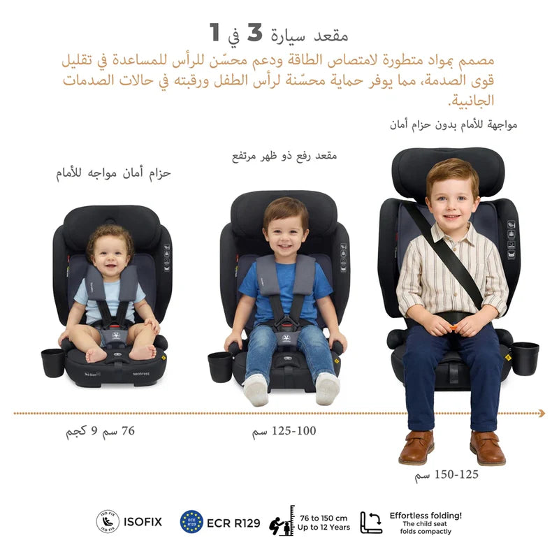 Neobreez-i-Gento Compact Air Travel Car Seat Black and Grey