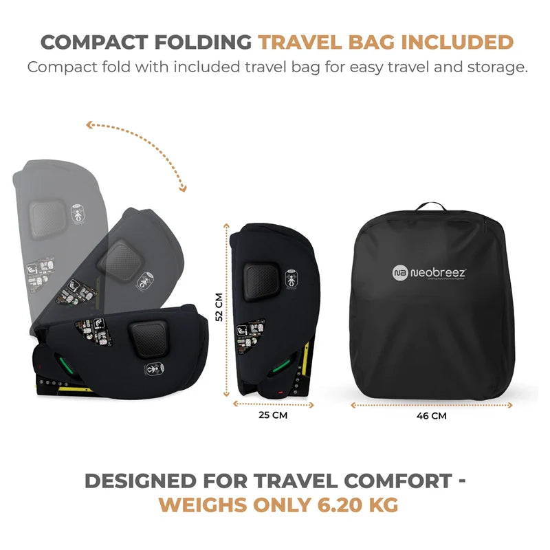 Neobreez-i-Gento Compact Air Travel Car Seat Black and Grey
