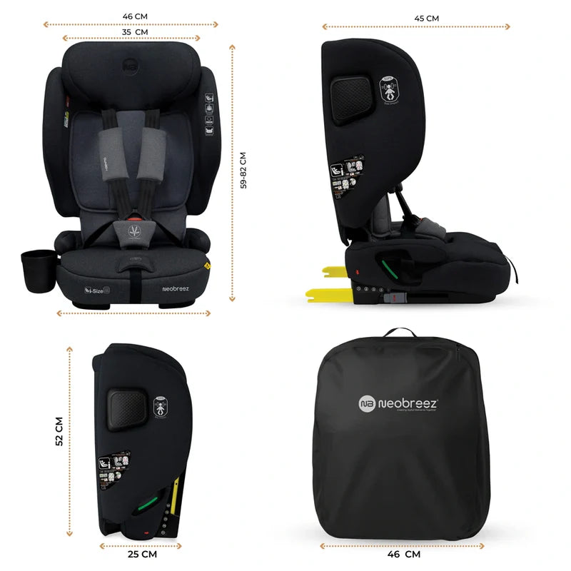 Neobreez-i-Gento Compact Air Travel Car Seat Black and Grey