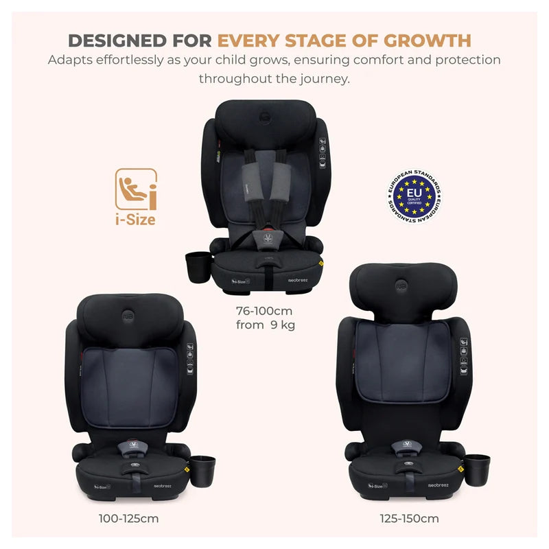 Neobreez-i-Gento Compact Air Travel Car Seat Black and Grey