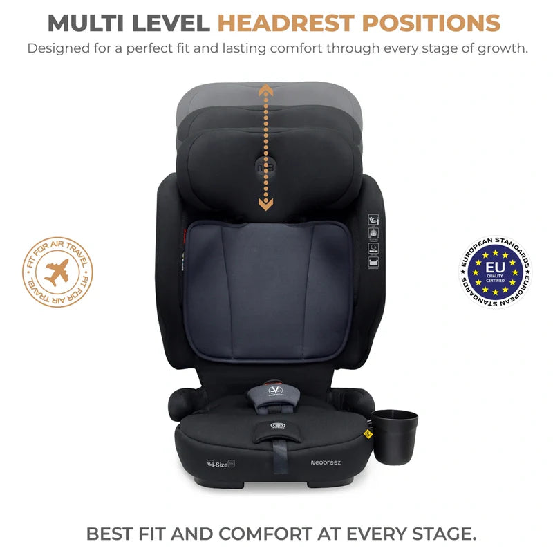 Neobreez-i-Gento Compact Air Travel Car Seat Black and Grey